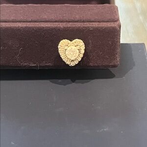 Elegant white. Gold Diamond Heart Stud Earring